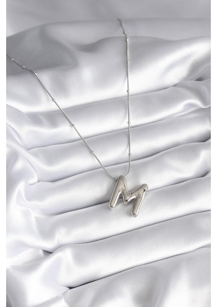 316L Çelik Gümüş Renk Bubble "m" Harf Model Kadın Kolye - PRT3500EB01056 fiyatları