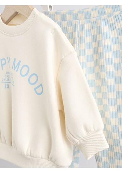 Pamuklu Beyaz Mavi Baskılı Uzun Kollu Alt Üst Takım modelleri