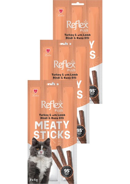 Meaty Sticks Hindi ve Kuzu Etli Kedi Ödül Çubuğu 3X5GR Üçlü Paket