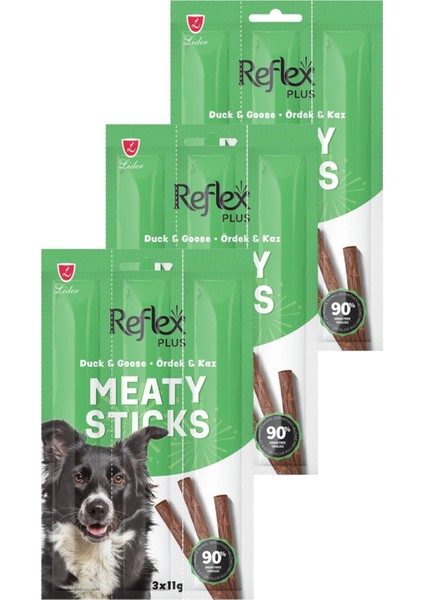 Meaty Sticks Ördek ve Kaz Etli Köpek Ödül Çubuğu 3X11GR Üçlü Paket