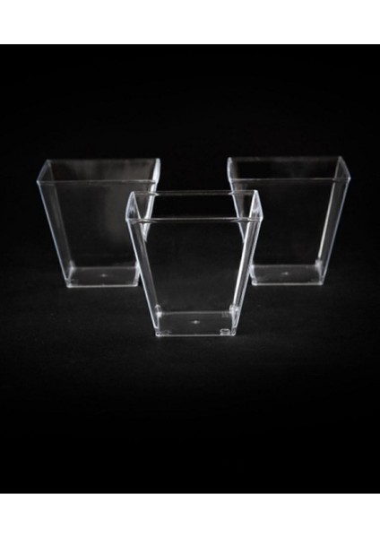 Turuncu Plastik Prizma Kübik Kase, 60CC, 24 Adet, Kapaksız