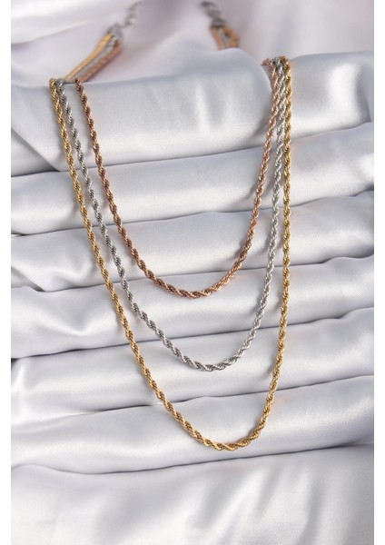 316L Çelik Mix Renk Burgu Zincir Model Kadın Kolye - PRT3500EB02442 fiyatları