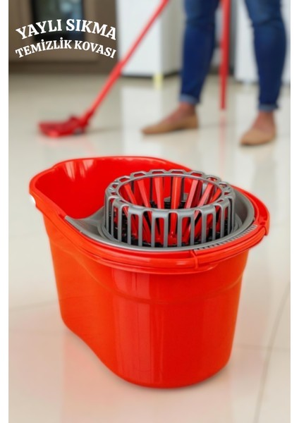 Yaylı & Sıkma Hazneli Temizlik Kovası – Kol Gücü Gerektirmez. Titiz Hijyenik Temizlik