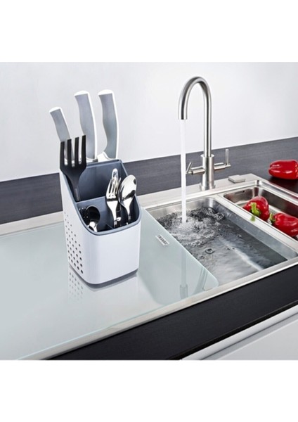 Gri Tezgah Üstü Pratik Kaşıklık, Şık ve Kullanışlı Mutfak Aksesuarı