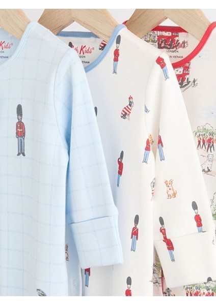 % 100 Pamuklu Özel Seri London Desenli Cath Kidston 3'lü Tulum Set modelleri