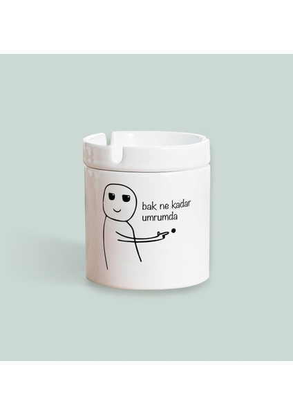 Beyaz Seramik Şık Küllük, Baskısız, Kokusuz, Modern ve Zarif Tasarım