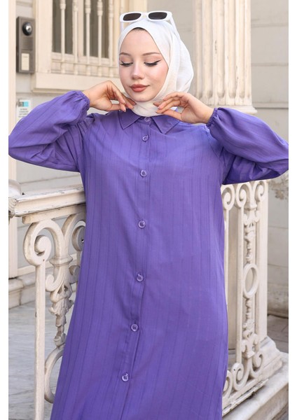 Yazlık Uzun Pamuklu Tunik Mor HM2109 fırsatları