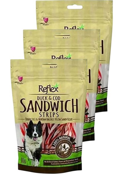 Ördekli Morina Balıklı Sandiviç Çubuk Köpek Ödül Maması 80GR Üçlü Paket