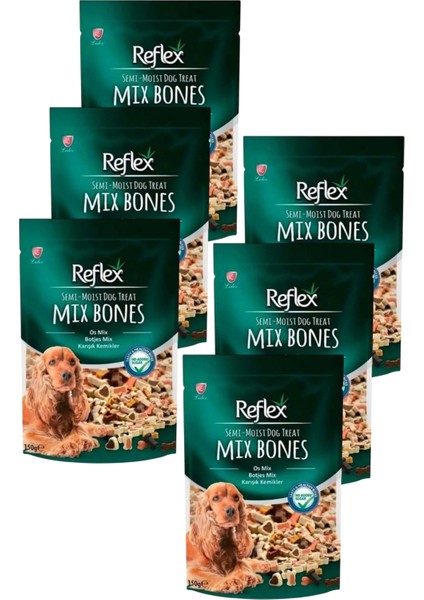 Semi Moist Karışık Kemikler Yarı Yumuşak Köpek Ödül Maması 150 gr Altılı Paket