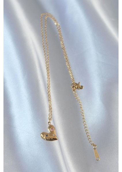 316L Çelik Zincir Gold Renk Renkli Zirkon Taşlı Kalp Kolye - PRT3500EB01819 modelleri