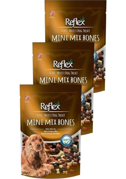 Semi Moist Küçük Karışık Kemikler Yarı Yumuşak Köpek Ödül Maması 150 gr Üçlü Paket