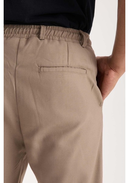 Bezayağı Kumaş Relax Fit Duble Paça Jogger Pantolon - Vizon fırsatları