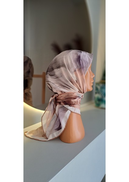 Kahve Rengi Çiçekli Kare Eşarp Pamuklu fiyatları