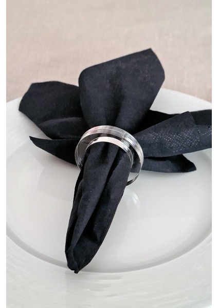 6'lı Şeffaf Akrilik Peçete Halkası, Daire Desenli, 8 mm Kalınlık, Şık ve Pratik Kullanım