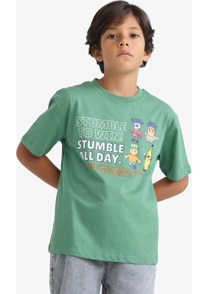 Erkek Çocuk Stumble Guys Bisiklet Yaka Kısa Kollu Tişört F5170A825AU modelleri
