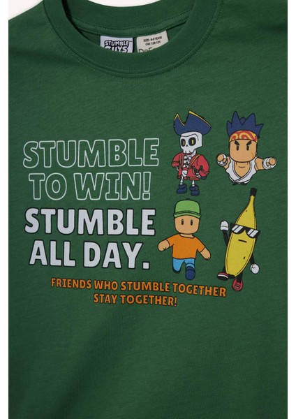 Erkek Çocuk Stumble Guys Bisiklet Yaka Kısa Kollu Tişört F5170A825AU