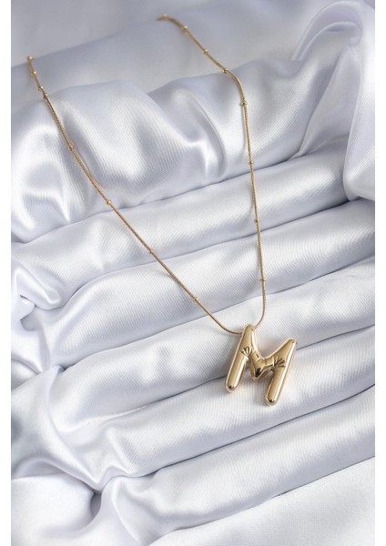 316L Çelik Gold Renk Bubble "m" Harf Model Kadın Kolye - PRT3500EB00767 fiyatları