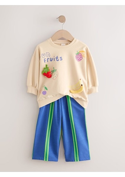 Pamuklu Krem Meyve Desenli Uzun Kollu Alt Üst Takım fırsatları