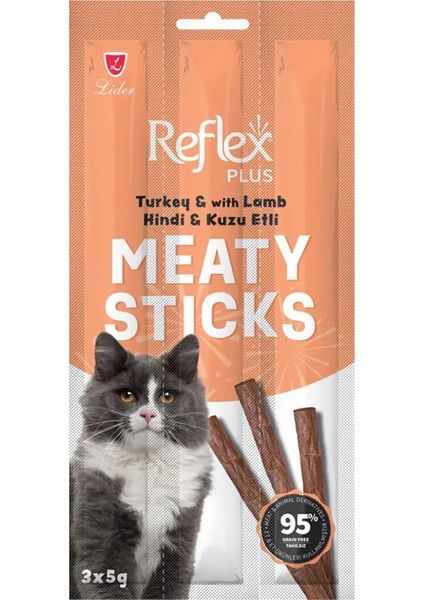 Meaty Sticks Hindi ve Kuzu Etli Kedi Ödül Çubuğu 3X5GR Otuzbeş Paket
