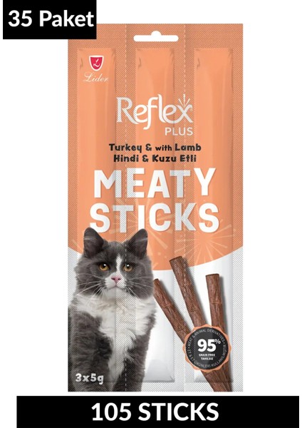 Meaty Sticks Hindi ve Kuzu Etli Kedi Ödül Çubuğu 3X5GR Otuzbeş Paket fiyatları