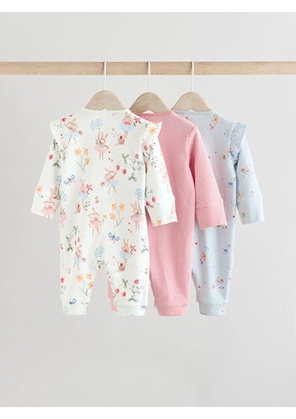 %100 Pamuklu Pembe Balerin Fare Desenli 3'lü Tulum Set fiyatları