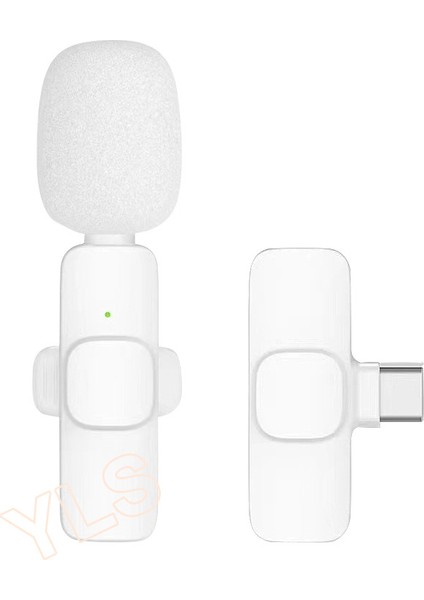Beyaz Kablosuz Yaka Mikrofonu 2’li Set Type-C Uyumlu Bluetooth 5.1