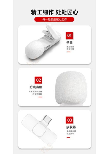 Beyaz Kablosuz Yaka Mikrofonu 2’li Set Type-C Uyumlu Bluetooth 5.1