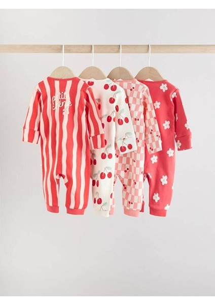 100% Pamuklu Kiraz Desenli Ayaksız 4'lü Tulum Set fiyatları