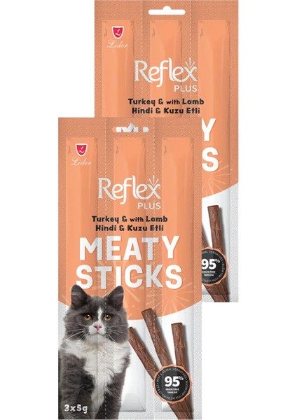 Meaty Sticks Hindi ve Kuzu Etli Kedi Ödül Çubuğu 3X5GR Ikili Paket