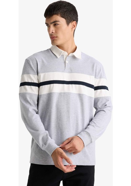 Regular Fit Polo Yaka Uzun Kollu Tişört E9382AX25AU fırsatları