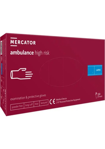 Latex Pudrasız Yüksek Risk Koruyucu Eldiveni, Ekstra Kalın, Ekstra Uzun, S (5 Kutu)