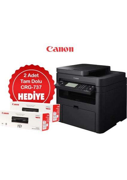 I-Sensys MF237W, Lazer Yazıcı, Tarayıcı, Fotokopi, Fax, Wifi, Lan + Orijinal 2 Adet CRG737 Toner Hediye
