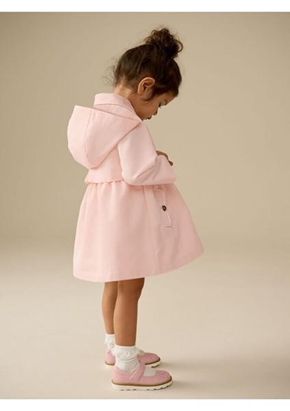 Pamuklu Toz Pembe Suya Dayanıklı Kapüşonlu Trençkot / Mont fiyatları
