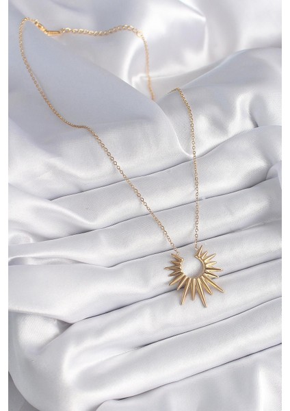 316L Çelik Gold Renk Güneş Model Vintage Kadın Kolye - PRT3500EB02984 fiyatları