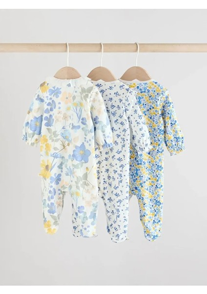 %100 Pamuklu Beyaz Yeşil Çiçek Desenli Bebe Dantel Yaka 3'lü Tulum Set fiyatları