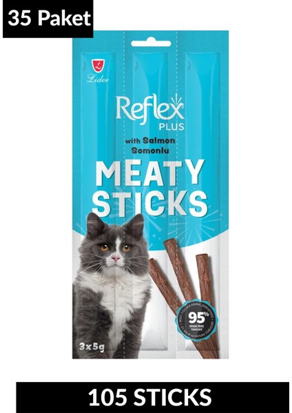 Meaty Sticks Somonlu Kedi Ödül Çubuğu 3X5GR Otuzbeş Paket fiyatları