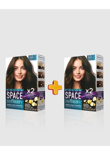 Infinity 2'li Set Saç Boyası 5.0 Açık Kahve