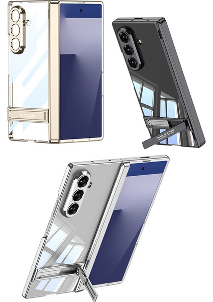 Galaxy Z Fold 7 Kılıf Kamera Korumalı Şeffaf Tasarımlı Zore LEGO Standlı Kapak - Gold indirimleri