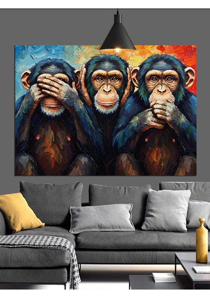 Üç Maymun Dekoratif Kanvas - Mdf Ahşap Tablo fiyatları