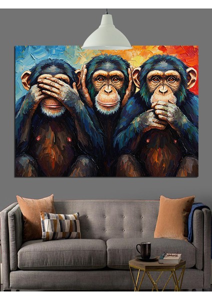 Üç Maymun Dekoratif Kanvas - Mdf Ahşap Tablo modelleri