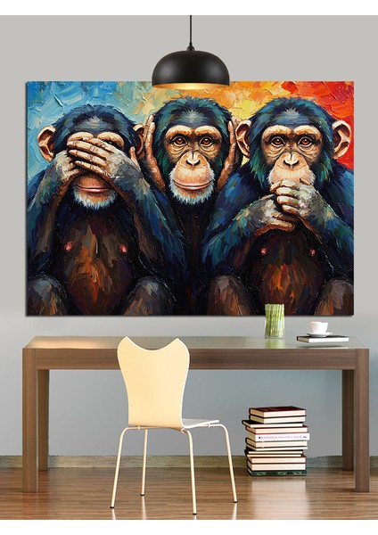 Üç Maymun Dekoratif Kanvas - Mdf Ahşap Tablo fırsatları