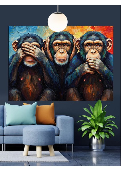 Üç Maymun Dekoratif Kanvas - Mdf Ahşap Tablo indirimleri