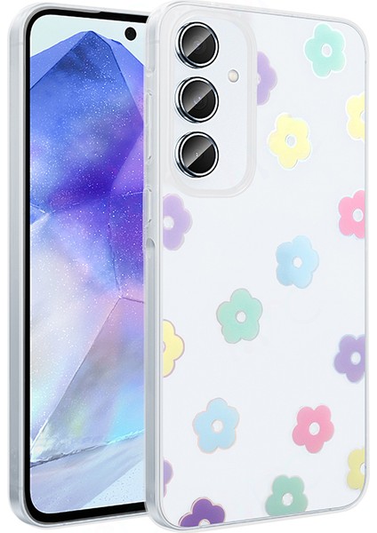 Galaxy A16 Kılıf Şeffaf Figürlü Zore Folk Sert Kapak - Papatya