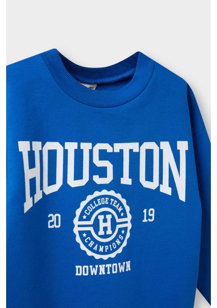 Erkek Bebek Bisiklet Yaka Baskılı İçi Yumuşak Tüylü Sweatshirt E9238A525AU fiyatları