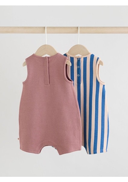 %100 Pamuklu Multi Bright Waffle Baskılı 2'li Romper Set fiyatları