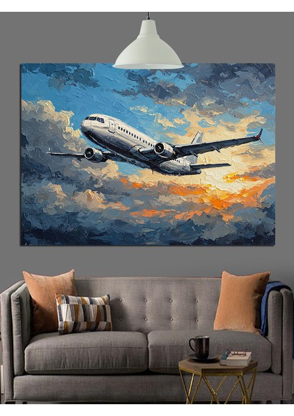 Uçan Yolcu Uçak Dekoratif Kanvas - Mdf Ahşap Tablo