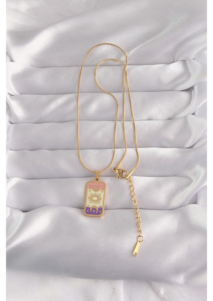316L Çelik Gold Renk Karışık Mineli Ay Figür Tarot Kolye - PRT3500EB02140 fiyatları