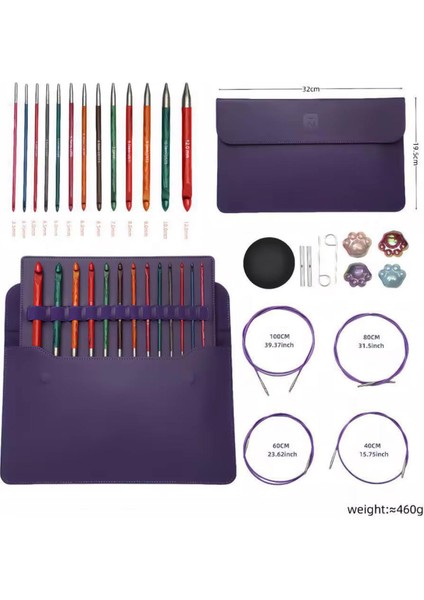 Çantalı Misinalı Renkli Kanca Cilalı 13'lü Tığ Seti