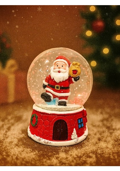 2026 Yılbaşı Temalı 9 cm Orta Boy Kar Küresi - 2026 Yeni Yıl LED Işıklı Noel Baba Süsü 47