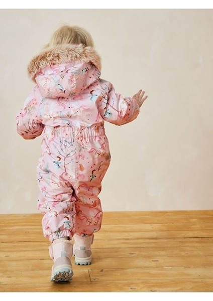 Pembe Unicorn Desenli Tam Polar Astarlı Kapüşonlu Suya Dayanıklı Astronot Tulum fiyatları